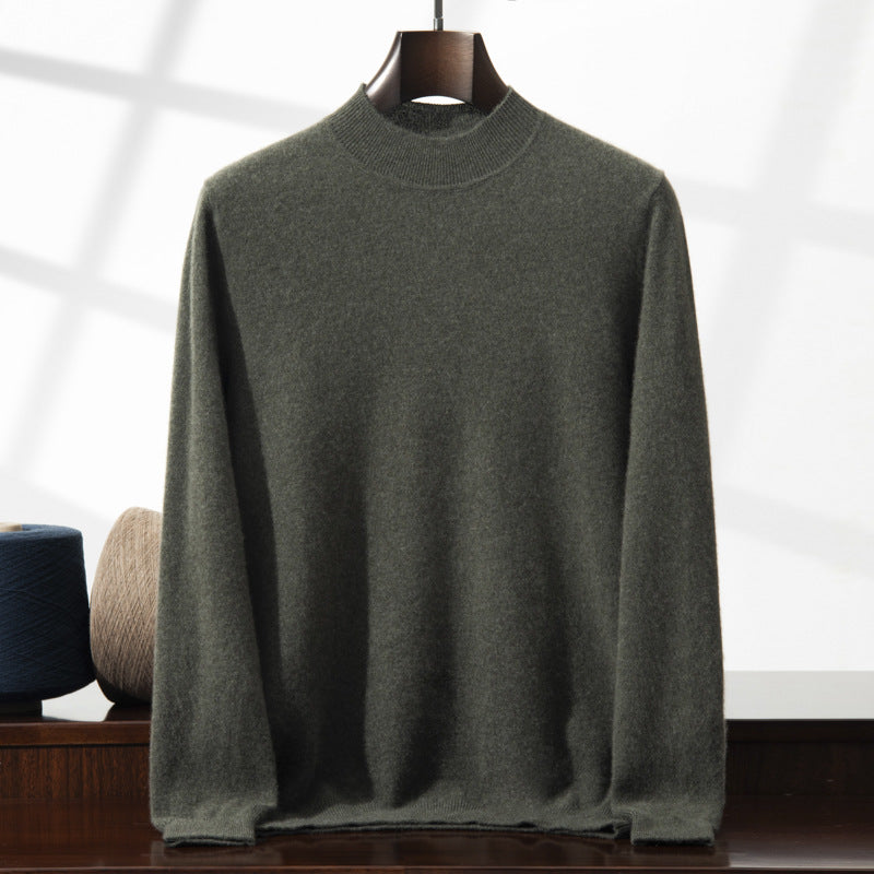 Herren-Kaschmirpullover, Stehkragen, dünn