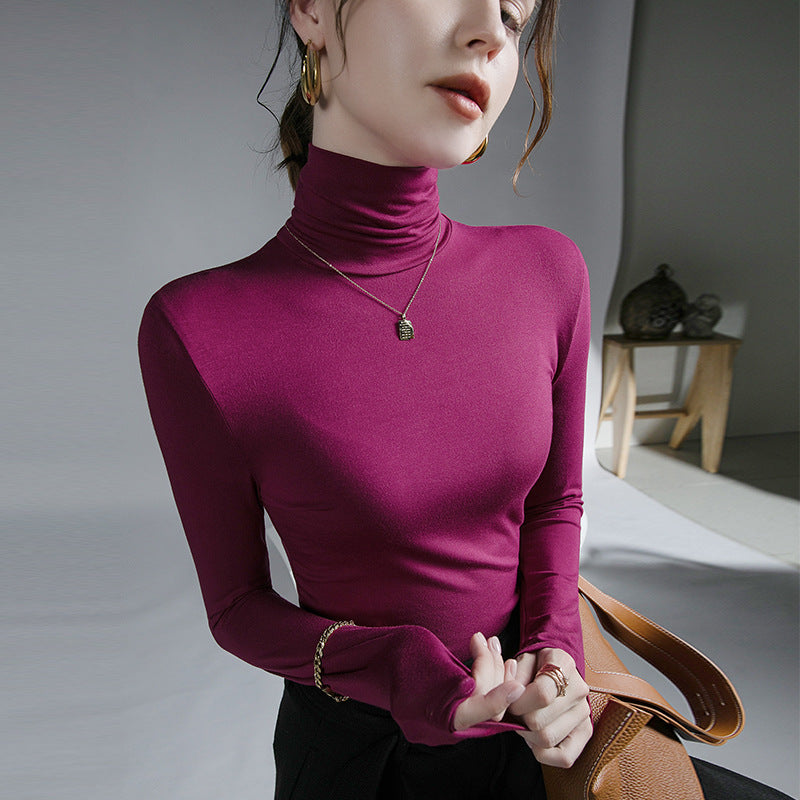 Elastisches Damen-Langarmshirt mit Rollkragen