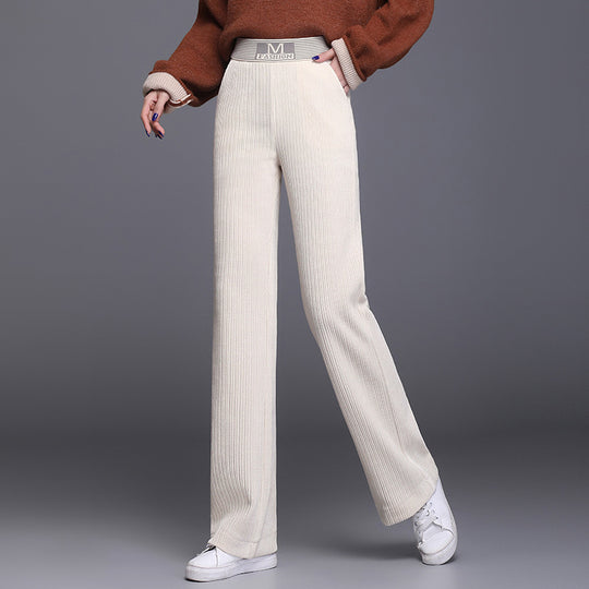 Damen-Cordhose mit weitem Bein und hohem Bund
