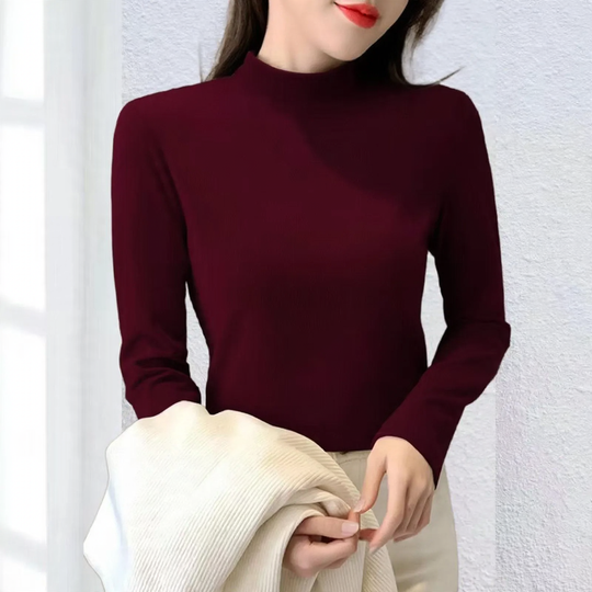 Damen-Thermo-Unterziehshirt, halbhoher Kragen, gefüttert