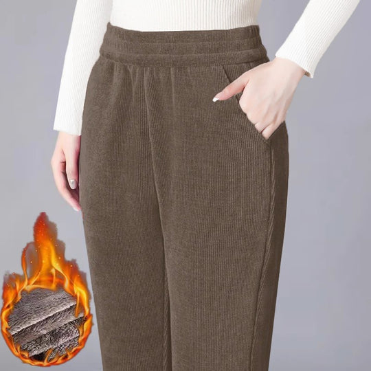 Gefütterte Cord-Haremshose für Damen, warm und bequem