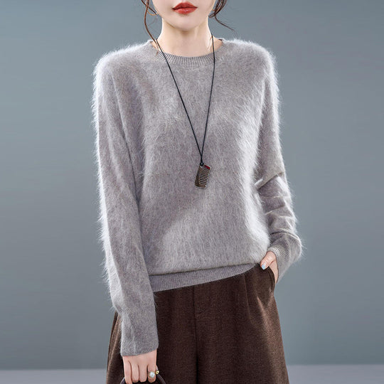 Damen-Strickpullover aus weichem Woll-Kaschmir-Mix