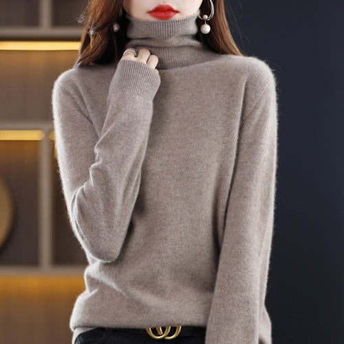 Eleganter Damen-Rollkragenpullover, Strick, locker geschnitten