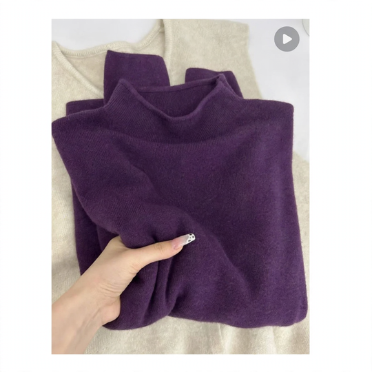 Damen-Strickpullover, Stehkragen, schlichtes Design