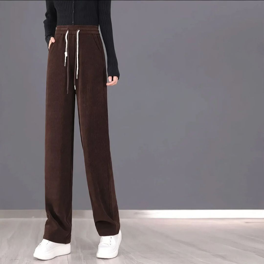 Gefütterte Cord-Jogginghose mit hohem Bund
