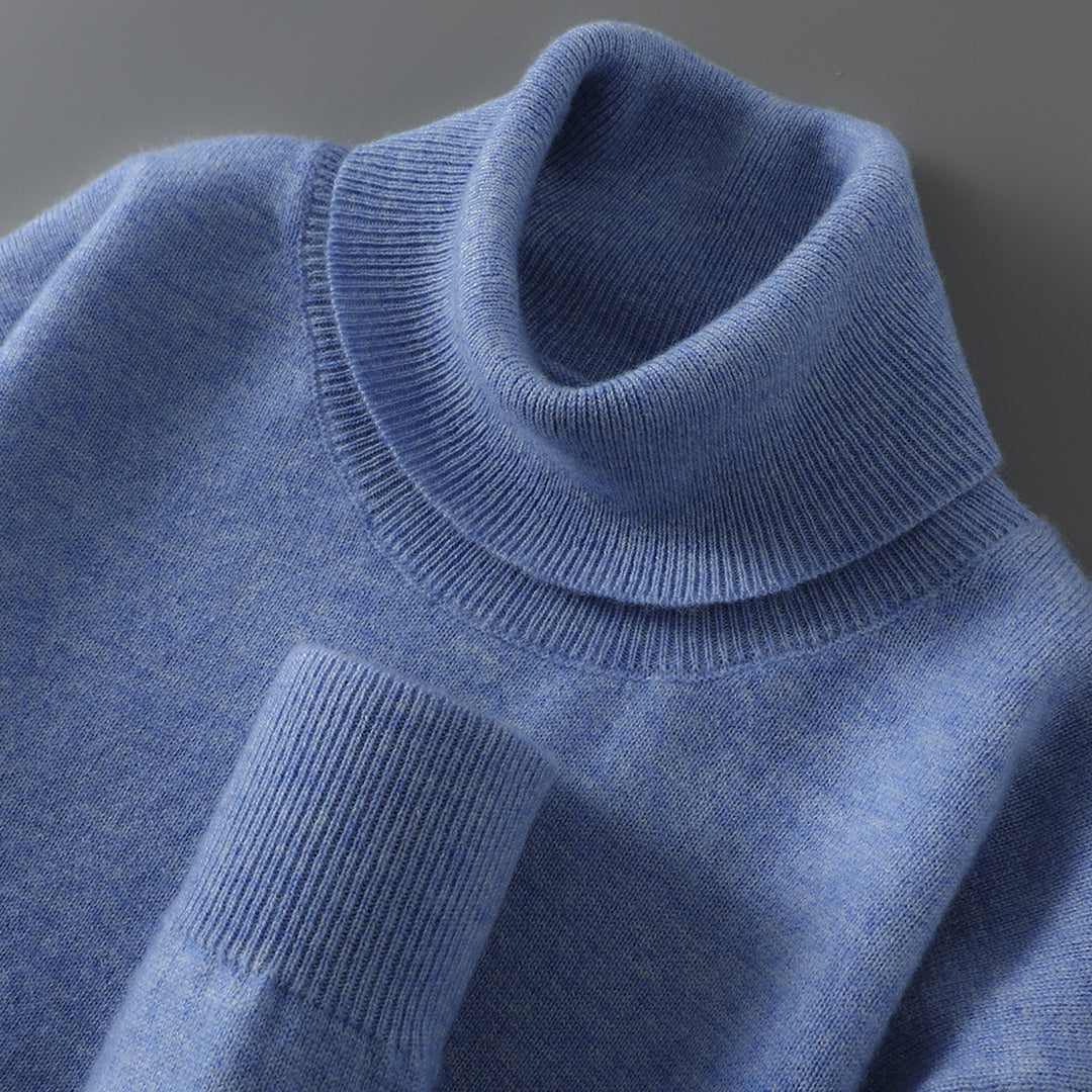 Herren-Wollpullover, 100% Wolle, Stehkragen, Business-Stil