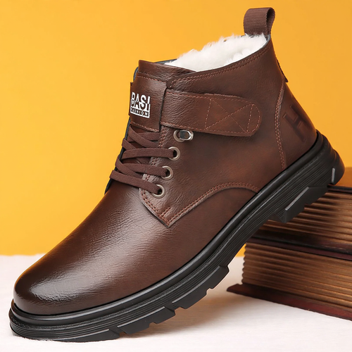 Gefütterte Herren-Winterstiefel, High-Top, PU-Leder
