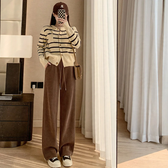 Chenille-Cord-Weithose mit hohem Bund