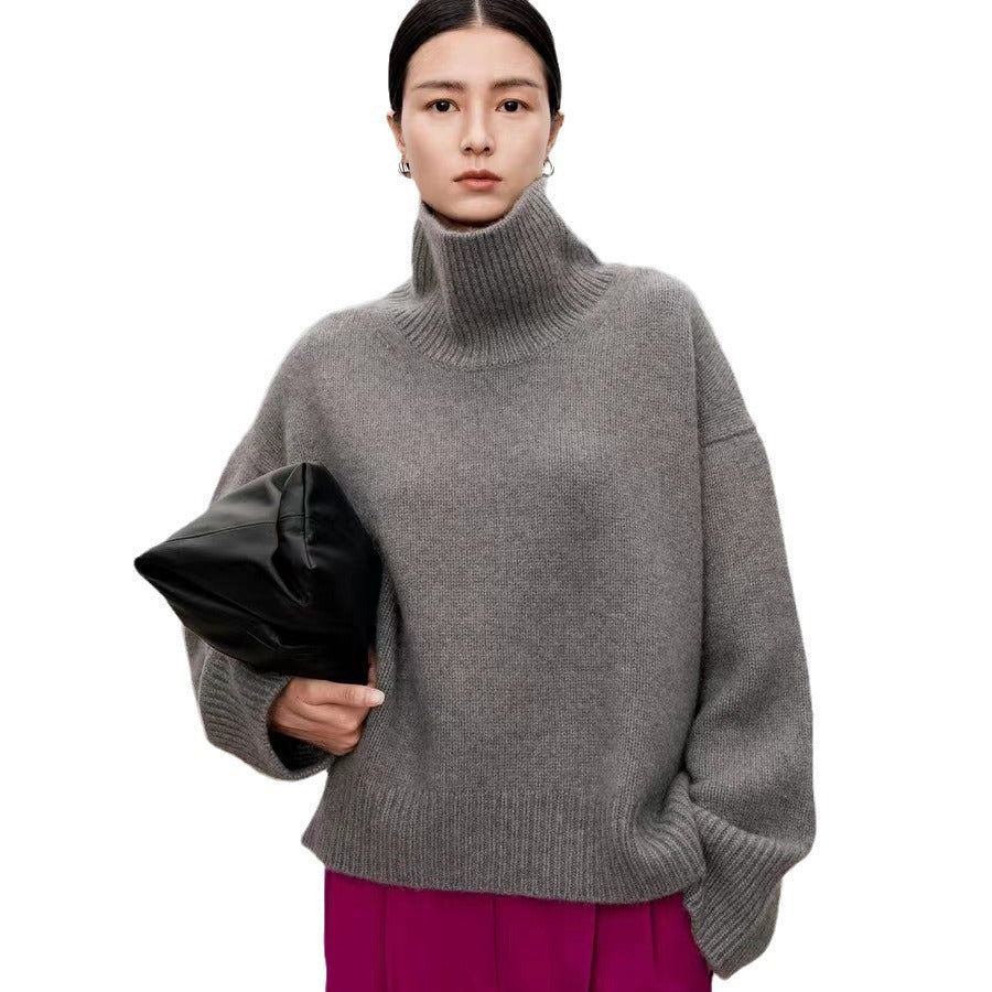 Damen-Rollkragenpullover, Oversize, für Herbst und Winter