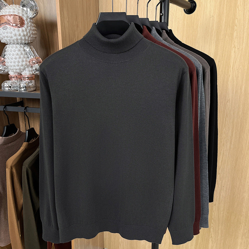 Herren-Pullover aus Seide und Schafwolle, Stehkragen