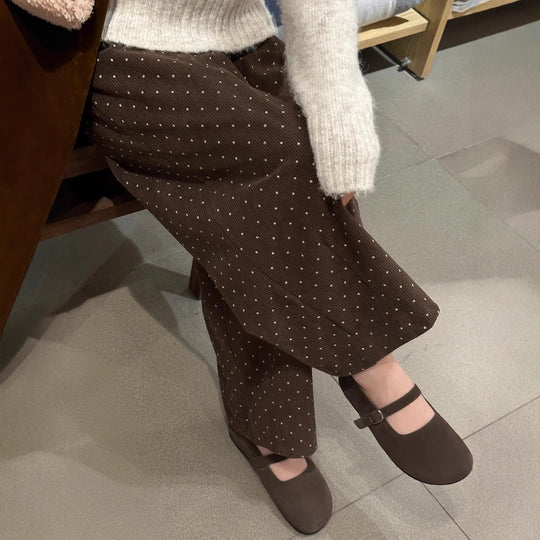 Damen-Cordhose, 7/8-Länge, gepunktet, gefüttert