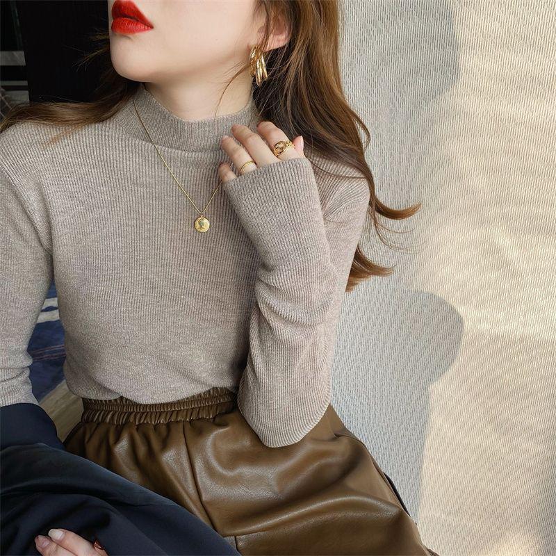 Damen-Strickpullover mit Stehkragen, schmal geschnitten