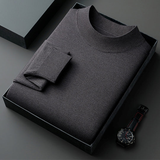 Herren-Pullover mit Stehkragen, fein gestrickt