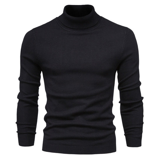 Herren-Rollkragenpullover, einfarbig, Freizeit