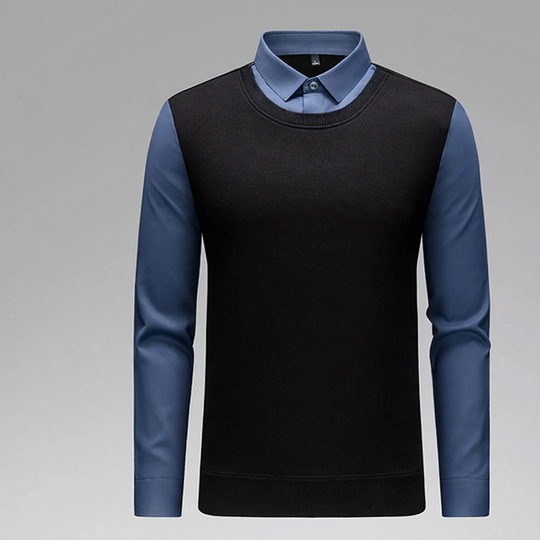 Herren-Strickpullover in Fake-Layer-Optik, warm gefüttert