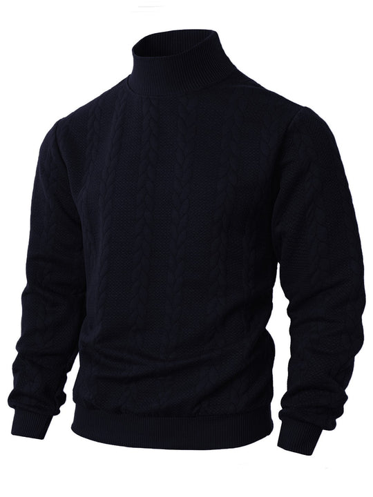 Herren-Strickpullover, Rollkragen, atmungsaktiv, sportlich