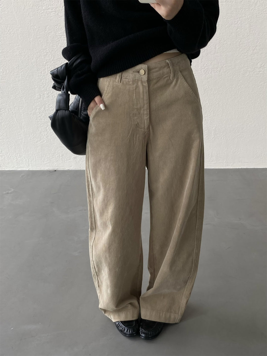 Baumwoll-Cordhose, weit geschnitten, gefüttert, Herbst/Winter