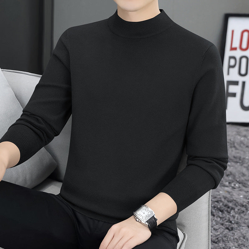 Herren-Strickpullover mit Stehkragen, gefüttert