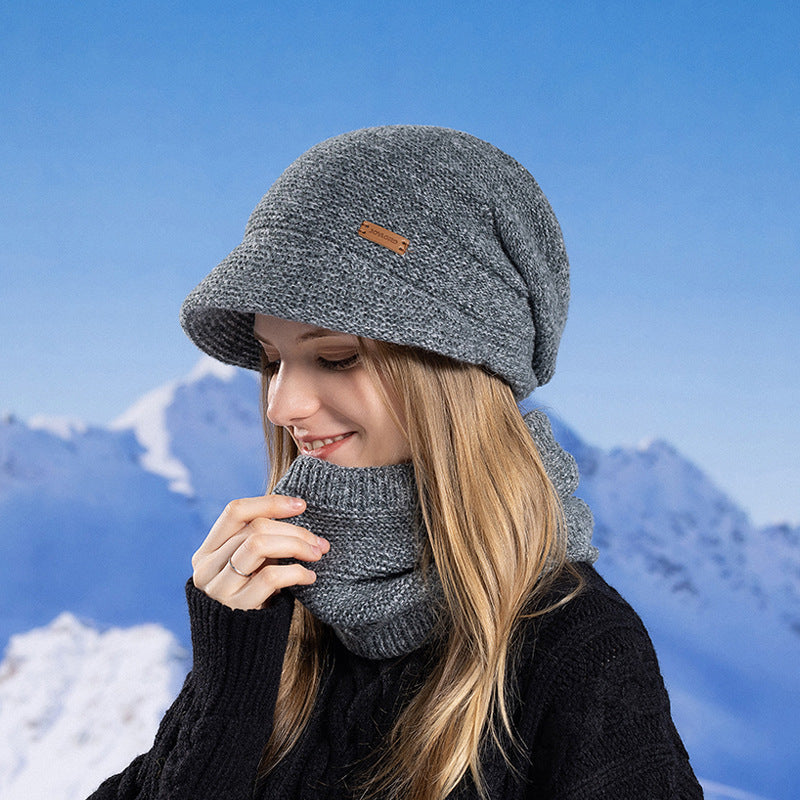 Strickmützen- und Schal-Set mit Futter