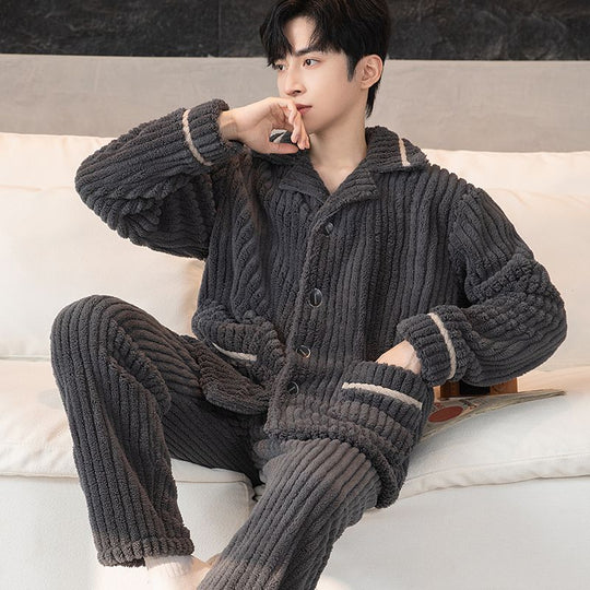 Herren-Pyjama-Set, Flanell, warm und atmungsaktiv