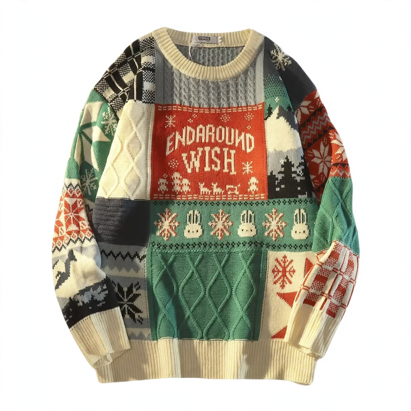 Herren-Strickpullover mit Kontrastmuster