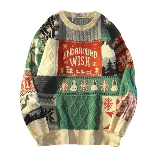 Herren-Strickpullover mit Kontrastmuster