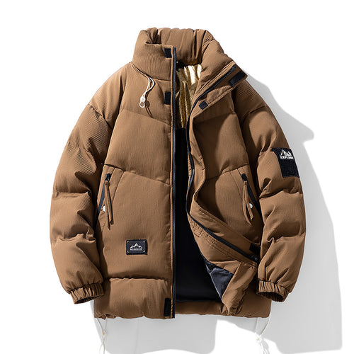 Gefütterte Herren-Winterjacke mit Stehkragen, große Größen