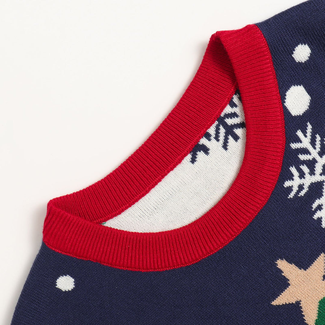 Weihnachtspullover mit Jacquard-Muster, Rundhalsausschnitt