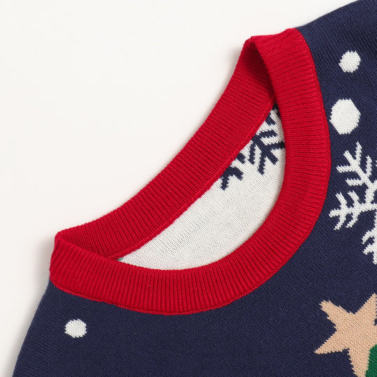 Weihnachtspullover mit Jacquard-Muster, Rundhalsausschnitt