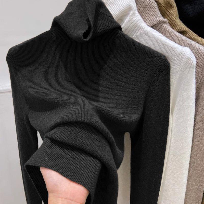 Schlankmachender Damen-Strickpullover mit Stehkragen