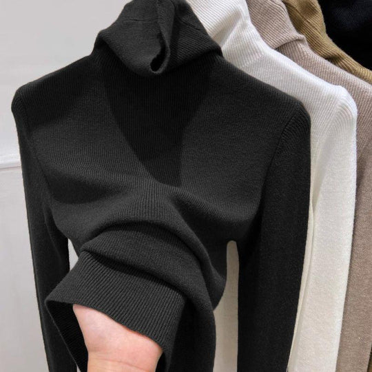 Schlankmachender Damen-Strickpullover mit Stehkragen
