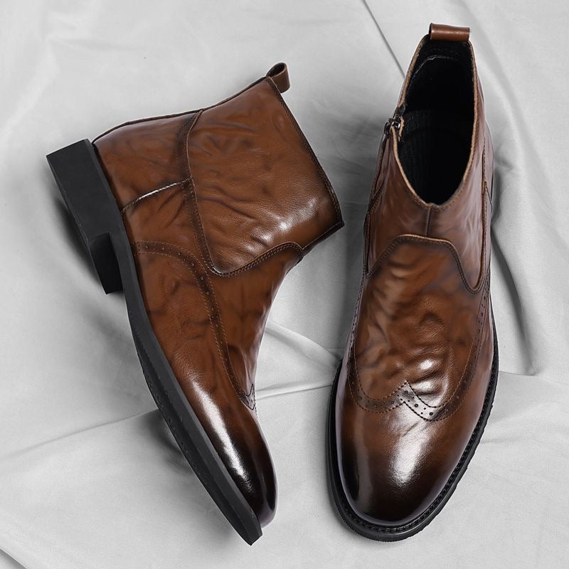 Herren-Lederstiefel, Business-Casual, gefüttert