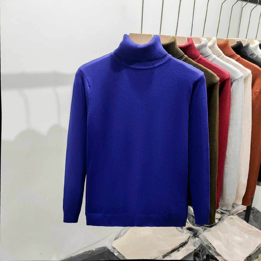 Herren-Strickpullover mit hohem Kragen, warm und lässig