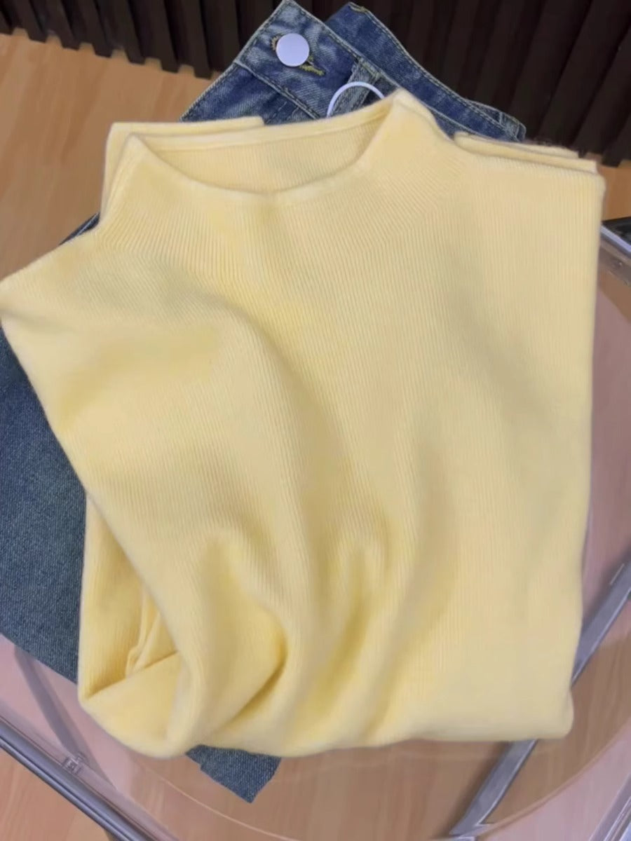 Damen-Strickpullover, Stehkragen, weich