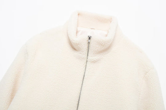 Damen-Teddyfleece-Jacke, Reißverschluss, Locker, Modell Y14-11722