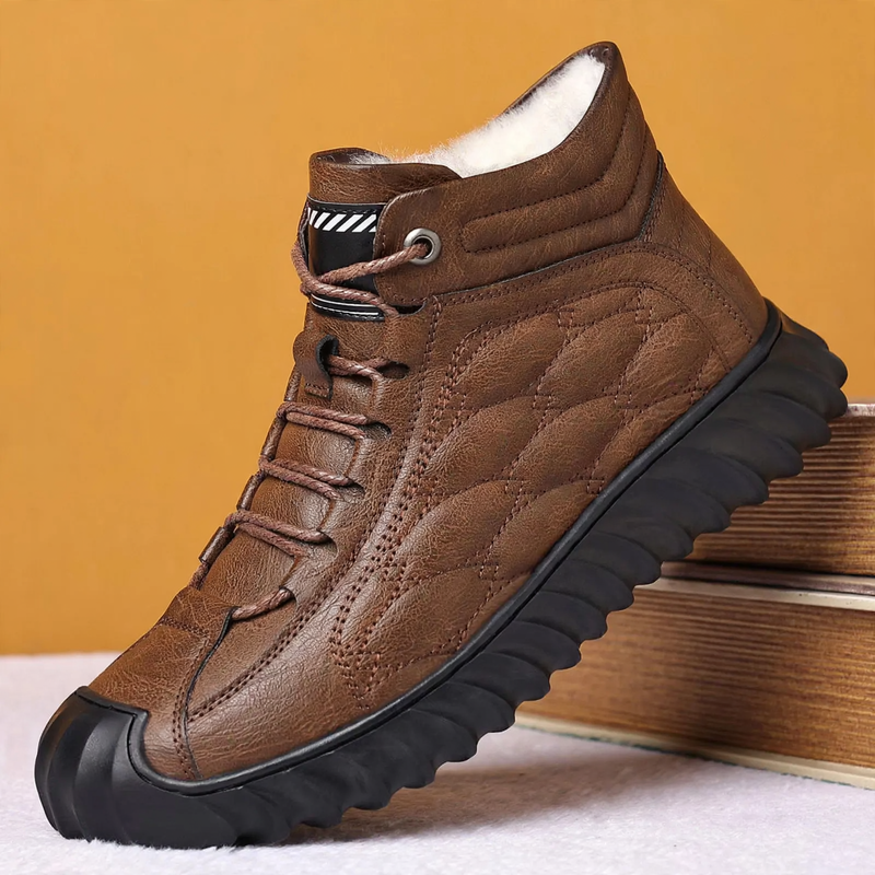 Gefütterte Herren-Stiefeletten, Kunstleder, warm, lässig