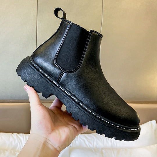 Herren-Chelsea-Martinsstiefel, gefüttert, Plateau