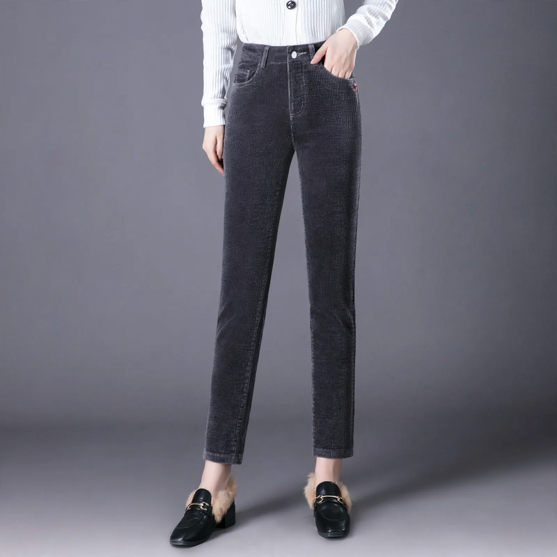 Damen-Cordhose, gerade, gefüttert, elastisch