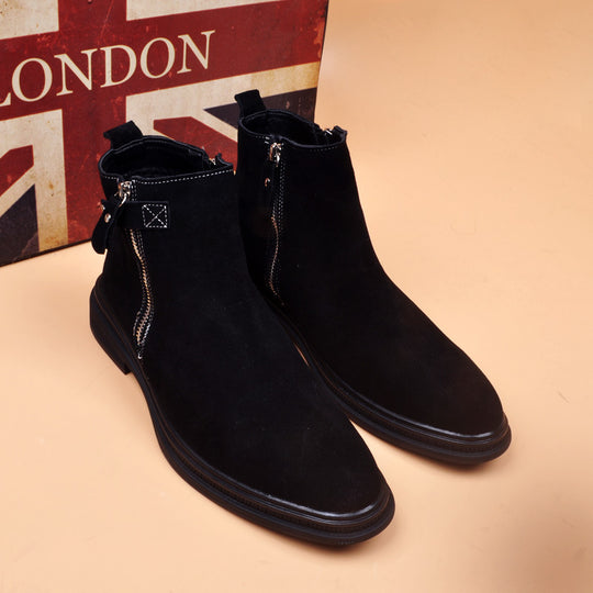 Herren-Lederstiefel, gefüttert, im britischen Stil