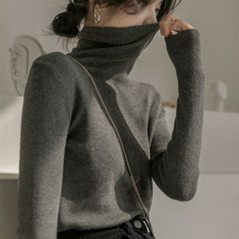 Damen-Pullover mit Stehkragen, schmal geschnitten