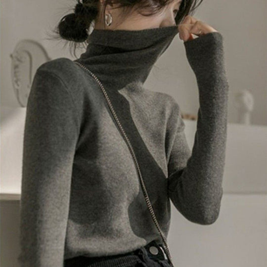 Damen-Pullover mit Stehkragen, schmal geschnitten