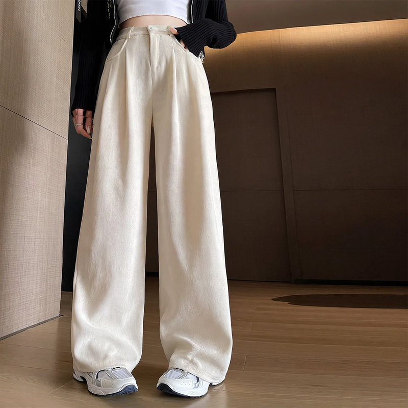 Damen-Cordhose, weit geschnitten, fließend