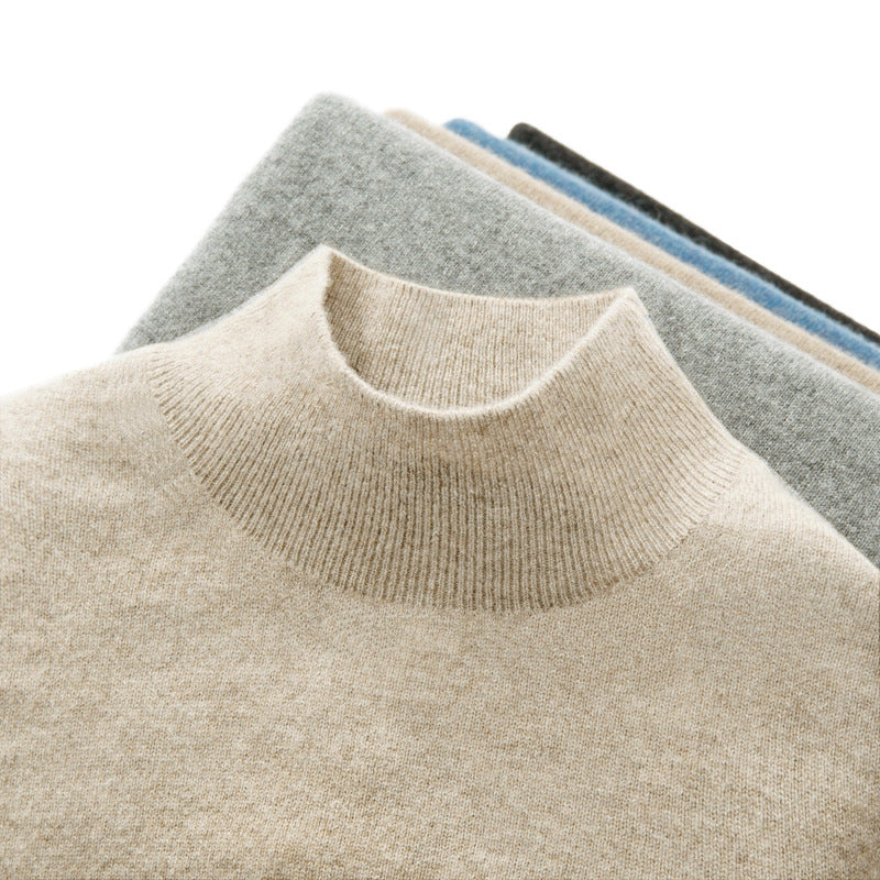Herren-Wollpullover, Stehkragen, dünn