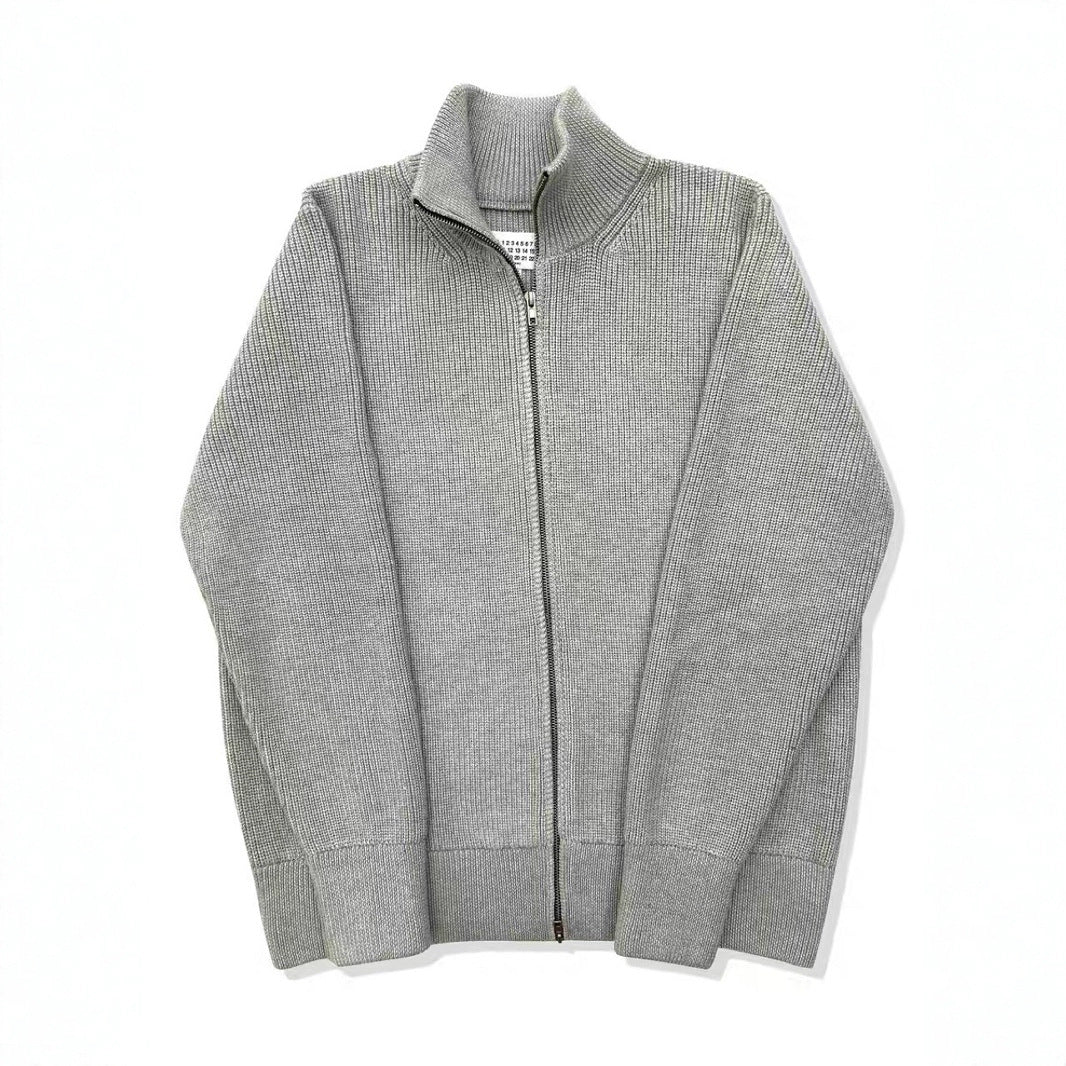Unisex-Strickjacke mit Rollkragen und Doppelreißverschluss