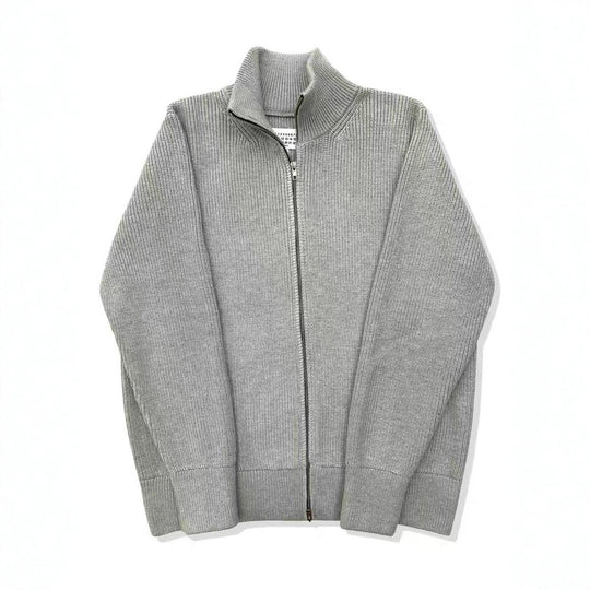Unisex-Strickjacke mit Rollkragen und Doppelreißverschluss