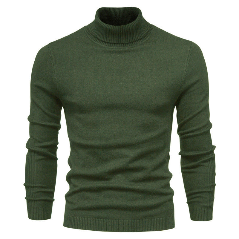Herren-Rollkragenpullover, gestrickt, einfarbig