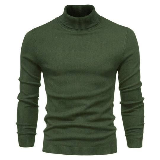 Herren-Rollkragenpullover, gestrickt, einfarbig