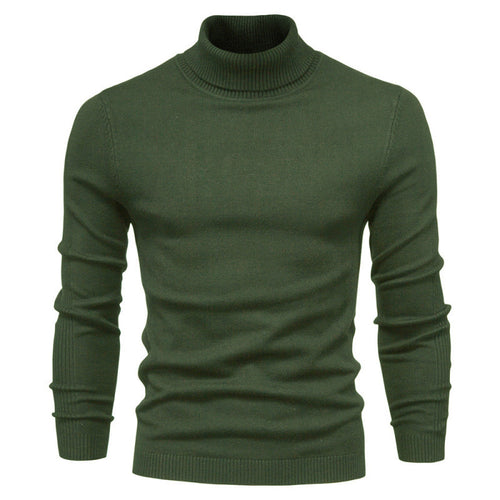 Herren-Rollkragenpullover, gestrickt, einfarbig