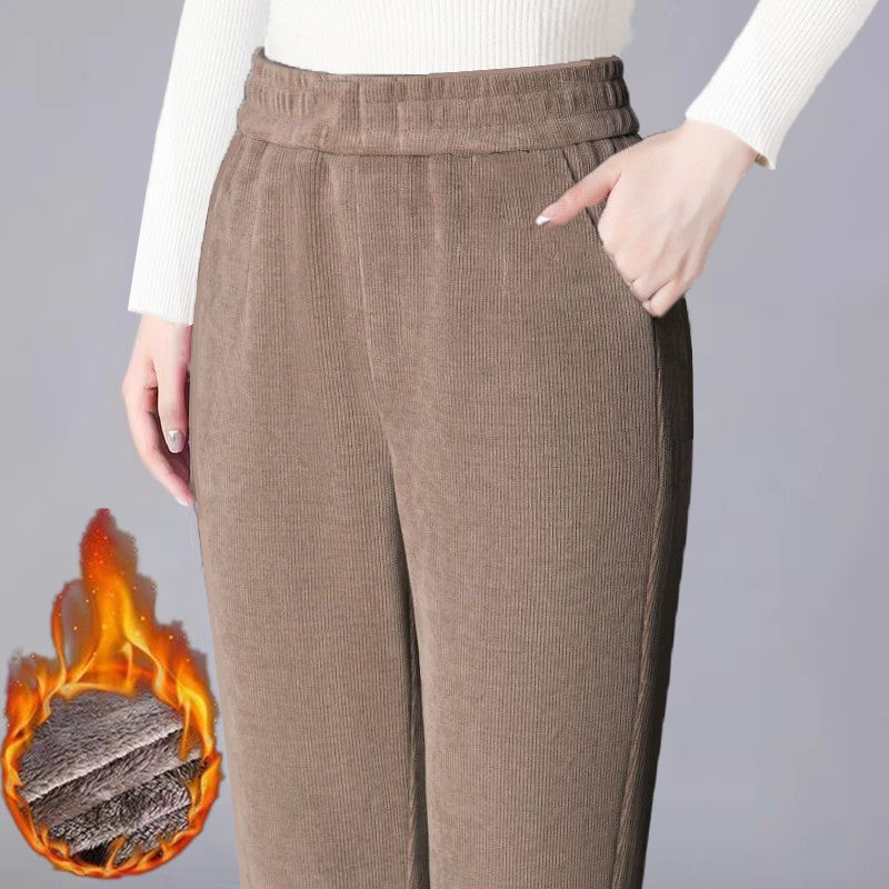 Gefütterte Cord-Haremshose für Damen, warm und bequem