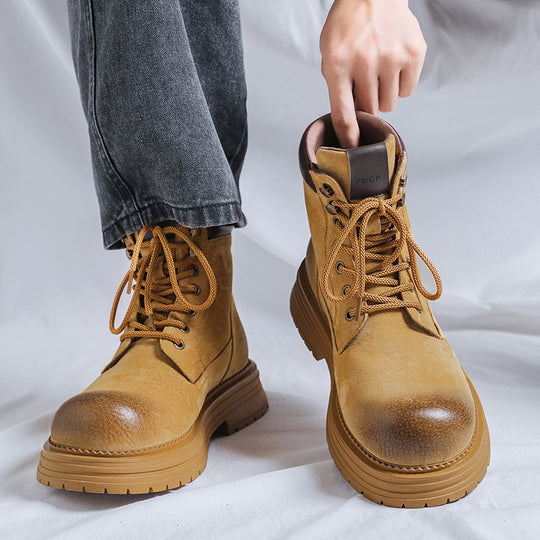 Gefütterte Herren-Arbeitsstiefel, Vintage-Stil